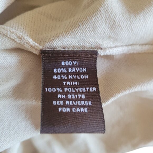 Adrienne Vittadini Studio Beige Short-Sleeve Top With Ruffle & Satin Neck Detail - Picture 6 of 6